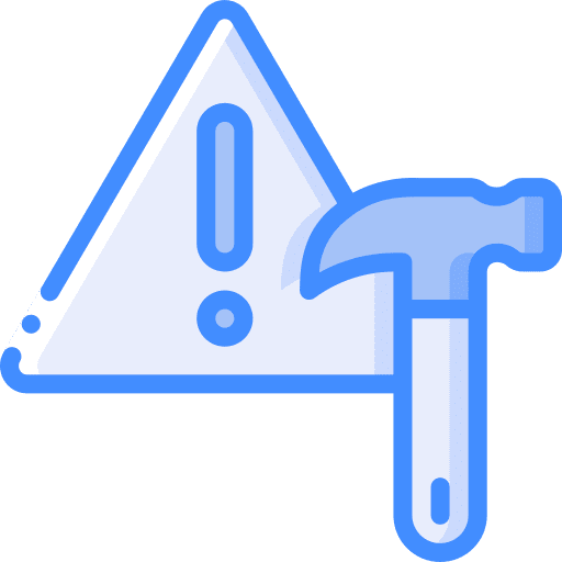 Hammer warning construction attention icon