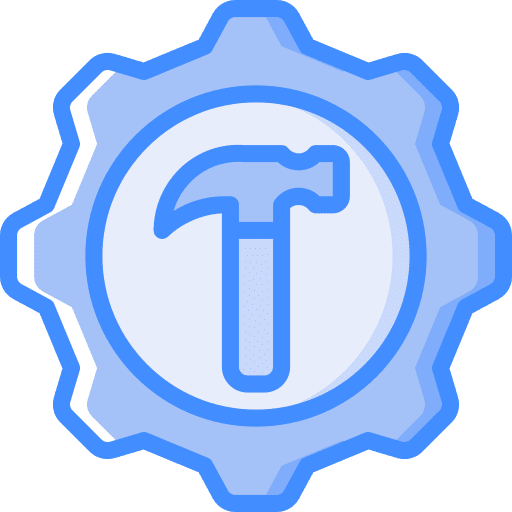 Gears setup construction and tools building icon
