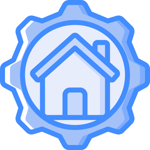 Cog house real estate development icon