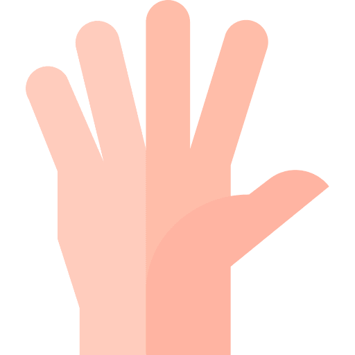 Five fingers palm gesture block icon