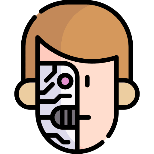 Cyborg electronics robotics artificial intelligence icon Cyborg electronics robotics artificial intelligence icon