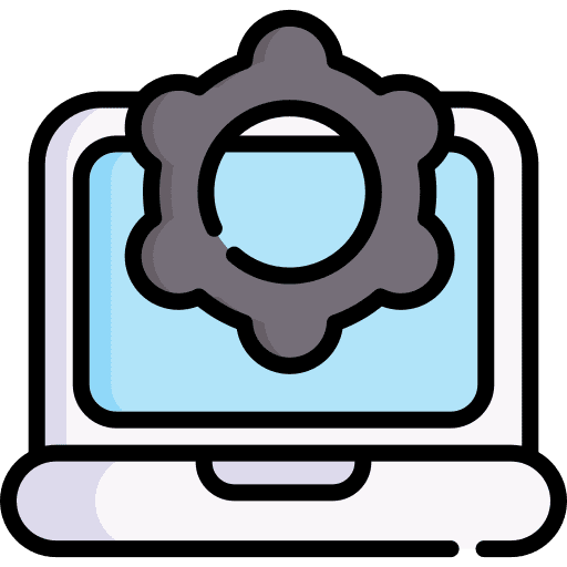 Settings computer network gear icon Settings computer network gear icon