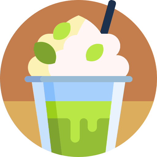 Ice tea whipped cream straw ice cubes icon