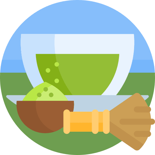 Matcha tea leaves drink bowl icon