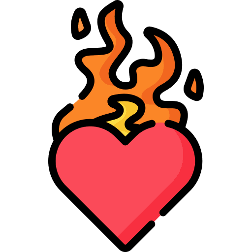 Passion love and romance flame passion icon