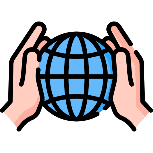 Responsibility earth grid care hands icon