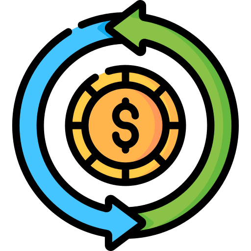 Return circular arrow coin refund icon Return circular arrow coin refund icon