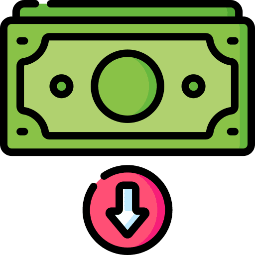 Money down arrow money banknote icon Money down arrow money banknote icon