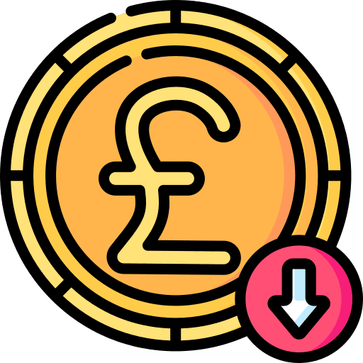 Pound sterling loss business and finance decrease icon Pound sterling loss business and finance decrease icon