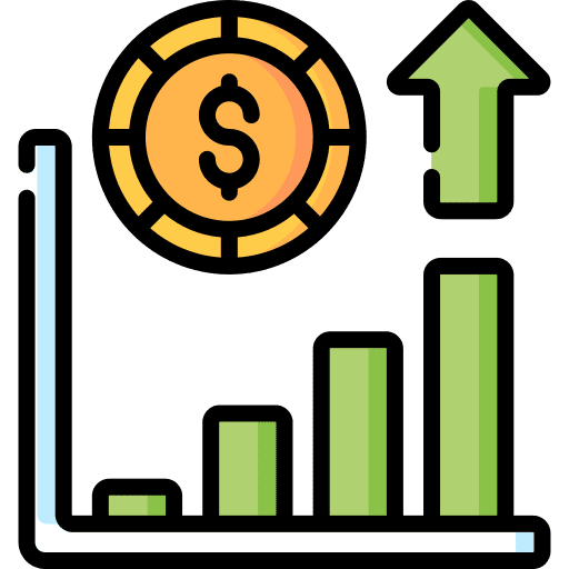 Profit growth bar chart up arrow icon Profit growth bar chart up arrow icon