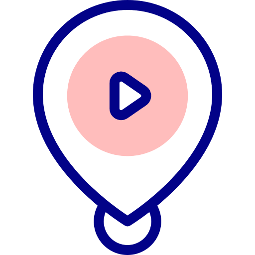 Location pin movie theatre play button icon Location pin movie theatre play button icon