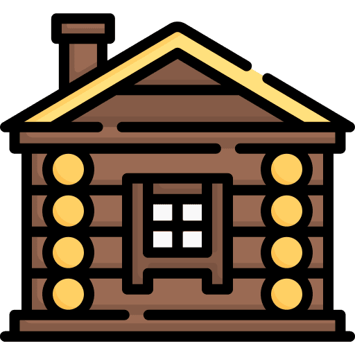 Izba building architecture and city wooden icon