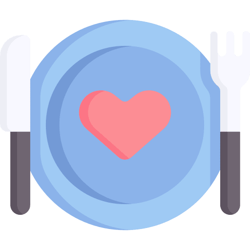 Dinner heart plate cutlery icon