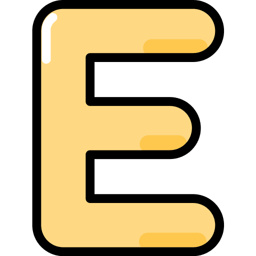 Letter e shapes and symbols character alphabet icon