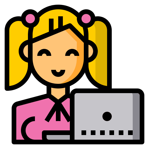 Girl working study student icon