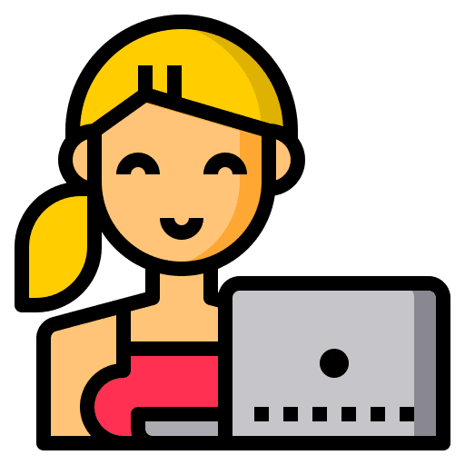 Girl working woman laptop learning icon