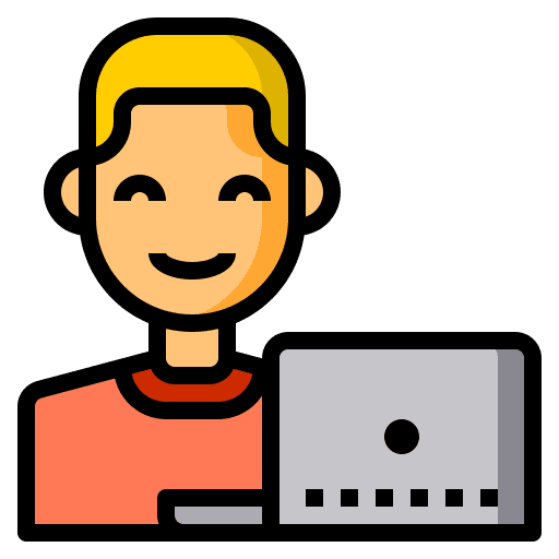 Boy man laptop user icon Boy man laptop user icon