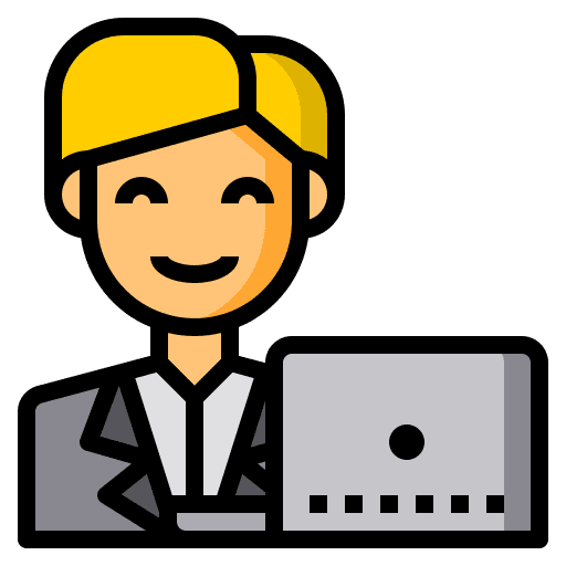 Male laptop male worker icon Male laptop male worker icon