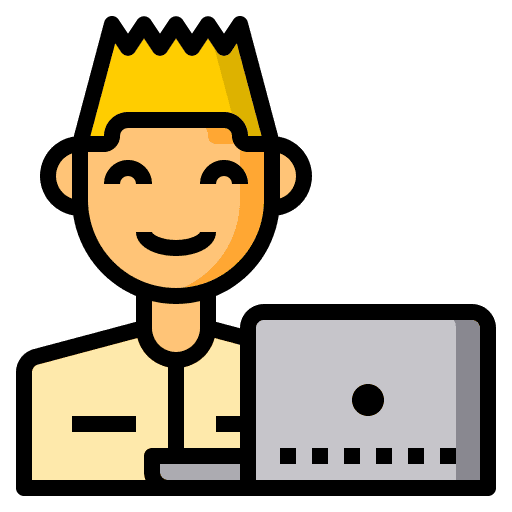 Student avatar laptop worker icon Student avatar laptop worker icon