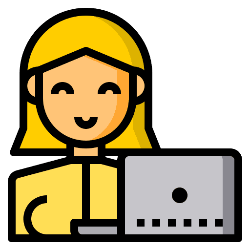 Woman employee worker laptop icon Woman employee worker laptop icon