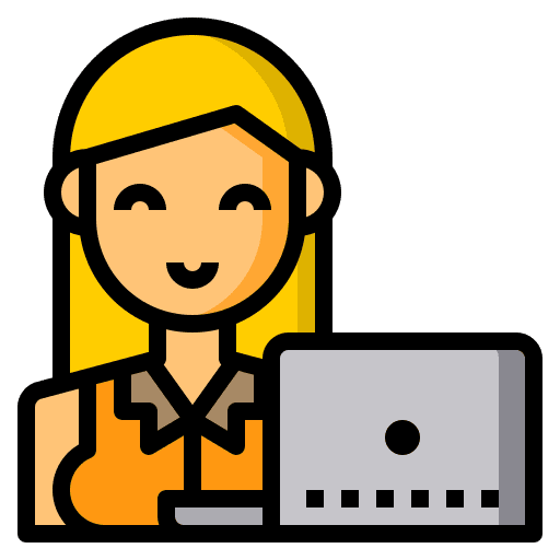 Working woman laptop employee worker icon Working woman laptop employee worker icon