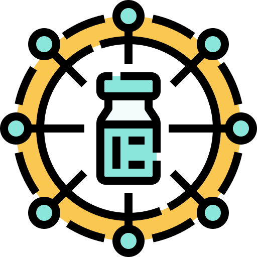 Distribution center researcher network distribute icon