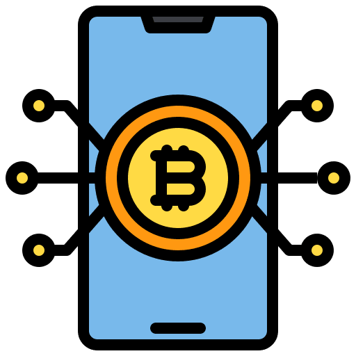 Bitcoin process smartphone cryptocurrency icon Bitcoin process smartphone cryptocurrency icon