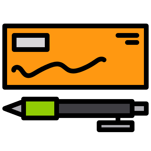 Cheque bank check writing tool business and finance icon Cheque bank check writing tool business and finance icon