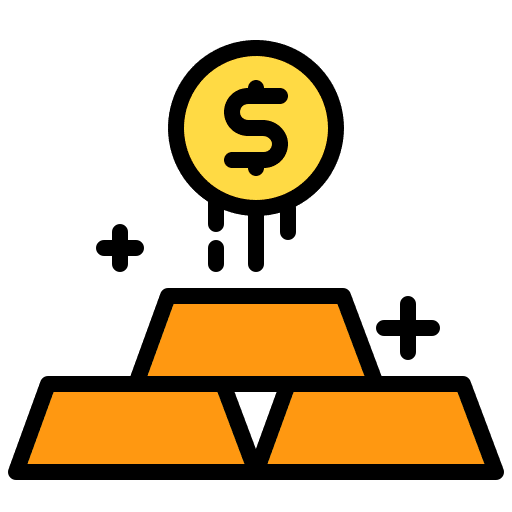 Gold dollar coin ingots icon Gold dollar coin ingots icon