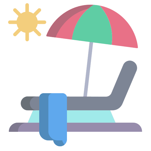 Sunbed vacations beach summer icon
