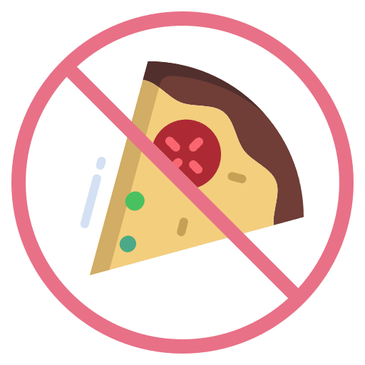 Pizza slice salami prohibition no icon Pizza slice salami prohibition no icon