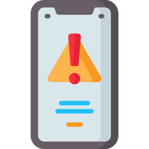 Warning mobile phone security warning sign icon Warning mobile phone security warning sign icon