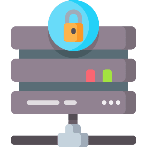 Server big data protection padlock icon Server big data protection padlock icon