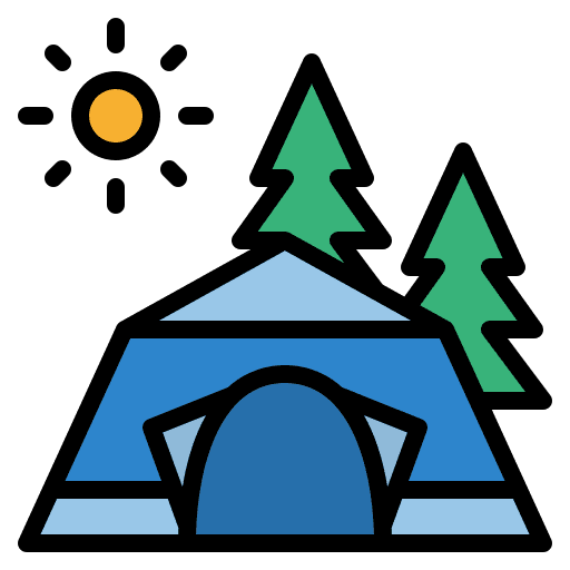 Camping tent weather sun icon