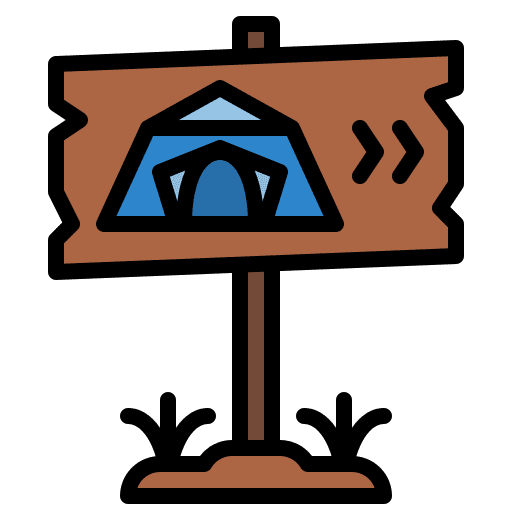 Signpost outdoors tent camping icon Signpost outdoors tent camping icon