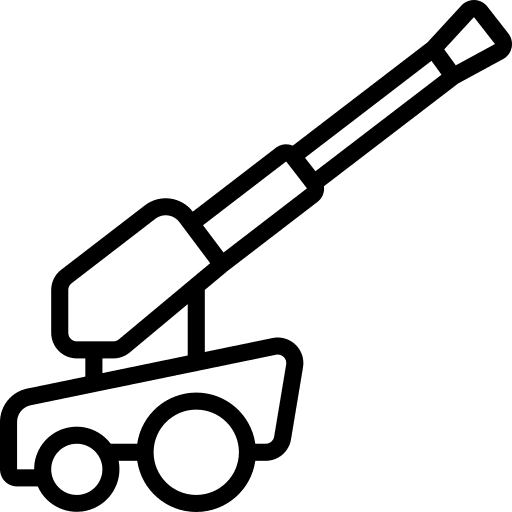 Artillery fight war security icon