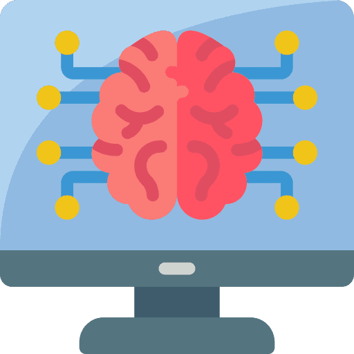 Desktop computer brain electronics artificial intelligence icon Desktop computer brain electronics artificial intelligence icon