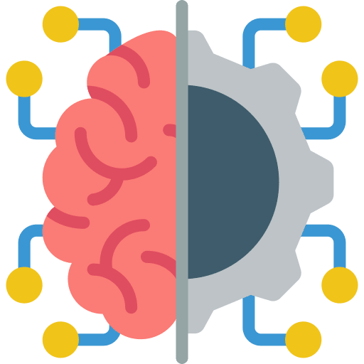 Development artificial intelligence robotic brain icon