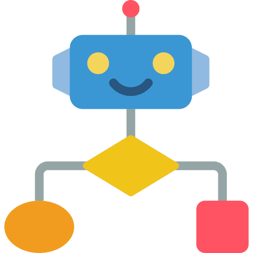 Flow diagram mechanism reason learn icon Flow diagram mechanism reason learn icon