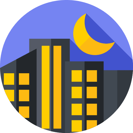 Night life city architecture and city night life icon