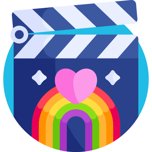 Movie rainbow clapboard movie icon