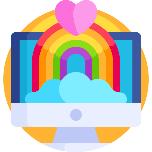 Computer rainbow pride day birthday and party icon Computer rainbow pride day birthday and party icon