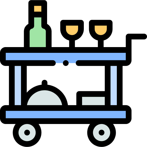 Food trolley amenities room service serving dish icon Food trolley amenities room service serving dish icon
