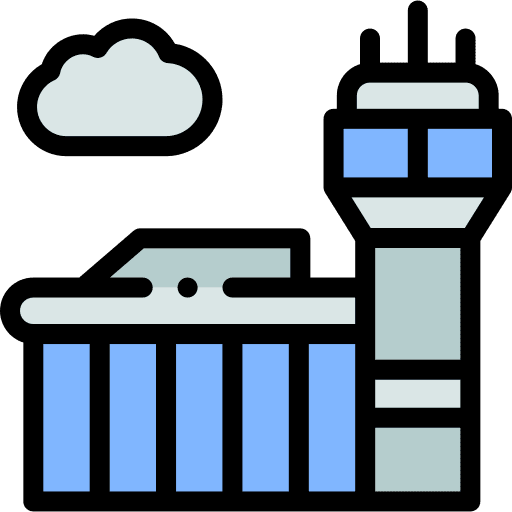 Airport aviation flight control tower icon Airport aviation flight control tower icon