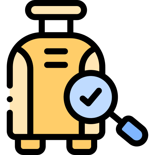 Luggage magnifying glass baggage checking icon Luggage magnifying glass baggage checking icon