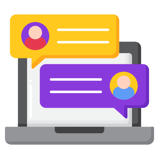 Online chat communications speech bubble message icon