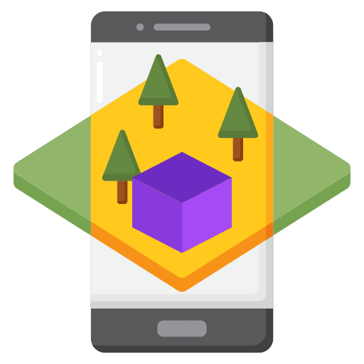 Augmented reality mobile phone music and multimedia cube icon