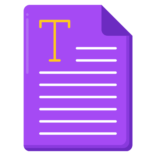 Text text files and folders writen icon