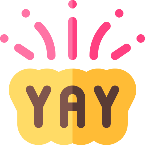 Yay social media celebration message icon