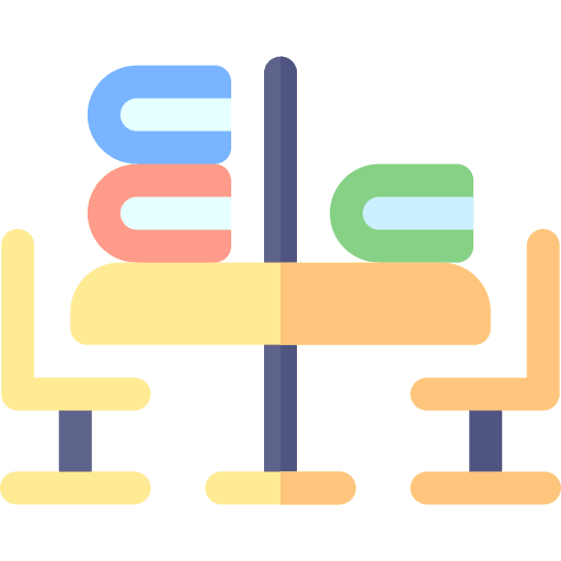 Reading studying hall chair icon